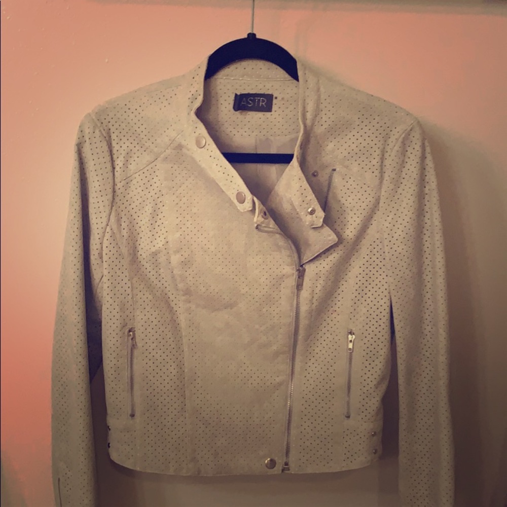 ASTR faux suede perforated moto sz m